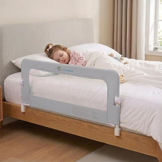 TotCraft Toddler Bed Rail Guard ASTM F3222 Certified Fits Twin, Full, Queen & King Beds Universal Fit Bed Rail for Toddlers for Slatted Frames & Box Springs 35.5" x 23.5" (White)