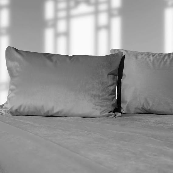 Liberator Liquid Velvet Sheet and Pillowcases - Luxuriously Soft Bedding Set for Couples - King, Grey