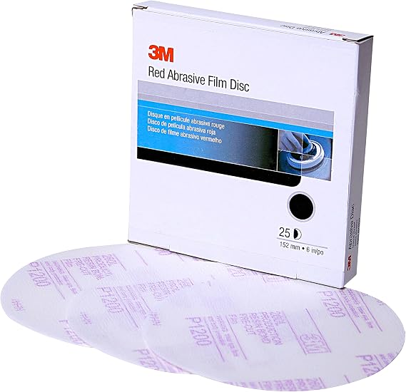 3M Hookit Red Finishing Film Abrasive Disc, 260L, 01186, 6 in, P1000 | 25 Discs, Color Sanding, Paint Finishing, Panel Blend Prep