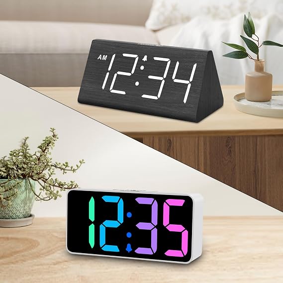 DreamSky Wooden Alarm Clock and RGB Digital Clock