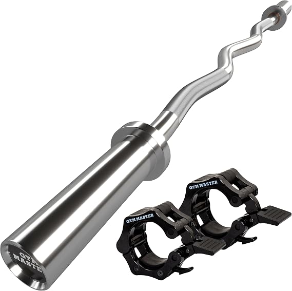 GYM MASTER EZ Curl Bar Olympic 2" Barbell for Bicep Curls and Weight Lifting