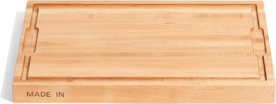 Made In Cookware - Butcher Block - Maple Wood - Thick Charcuterie Board with Side Handles - Crafted in USA - 17.75x11.75"