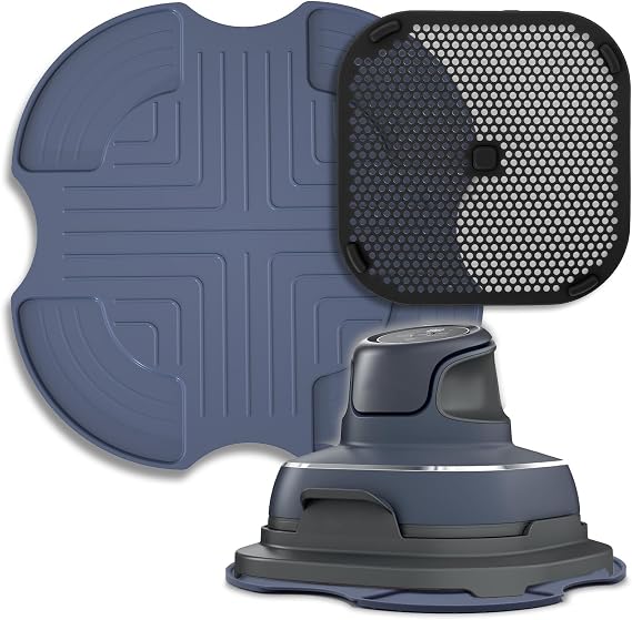 Palksky Air Fryer Mat & Splatter Shield Compatible with Ninja Crispi Airfryers, Silicone Trivets & Splatter Guard for Portable Glass Cooking System, Dark Gray & Black