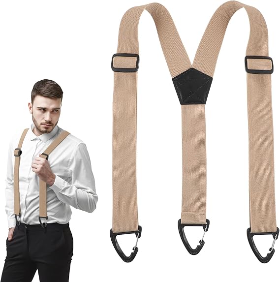 Hidden Suspenders for Men, 1.5" Y-Back Belt Loop Suspenders Design Under Clothes with 3 Snap Loop Clips Wide Elastic Under Clothing Suspender for Suits Jeans