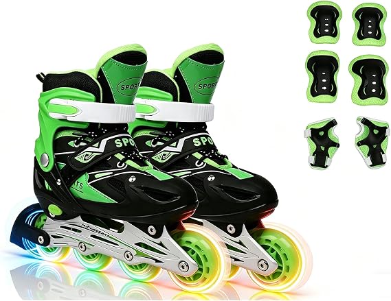 Inline Skates for Kids Boy Girl Ages 4-16 | 4 Size Adjustable Blades Skates