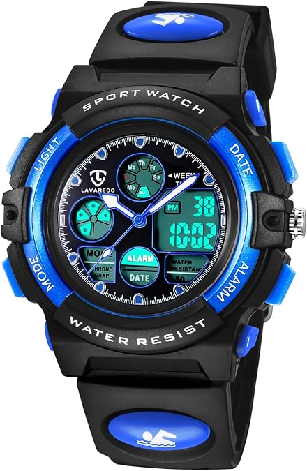 Kids Analog Digital Waterproof Watch, Alarm, Stopwatch, Ages 5-15