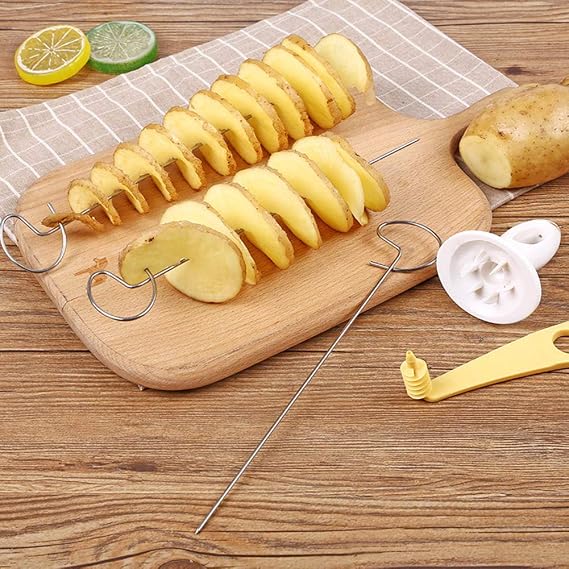TOPINCN Tornado Spiral Potato Cutter Manual Slicer Fry Vegetable Spiralizer Chips Maker DIY Manual Vegetable Spiralizer Grater Peelers Slicers Mandolines (As Shown)