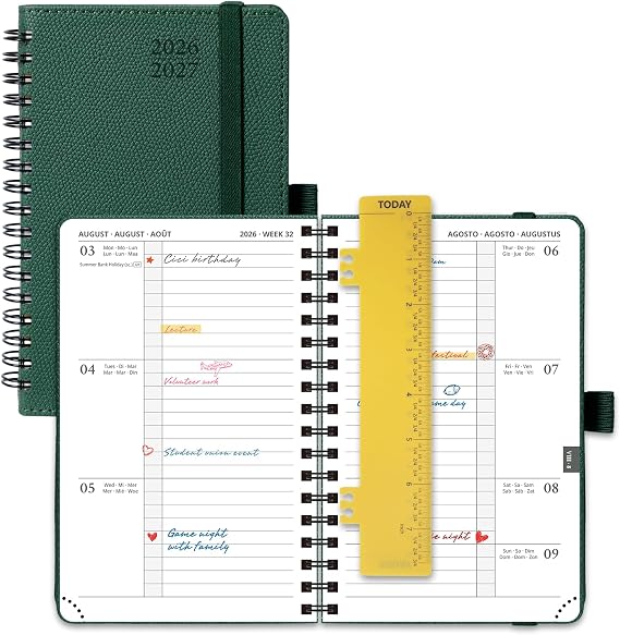 POPRUN 2026-2027 A6 Academic Diary Week to View Soft Cover Spiral