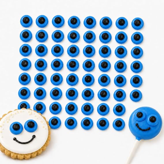 Edible Icing Royal Eyes Cake Candy Cookie Decorations 7/16" 84 count (Blue)