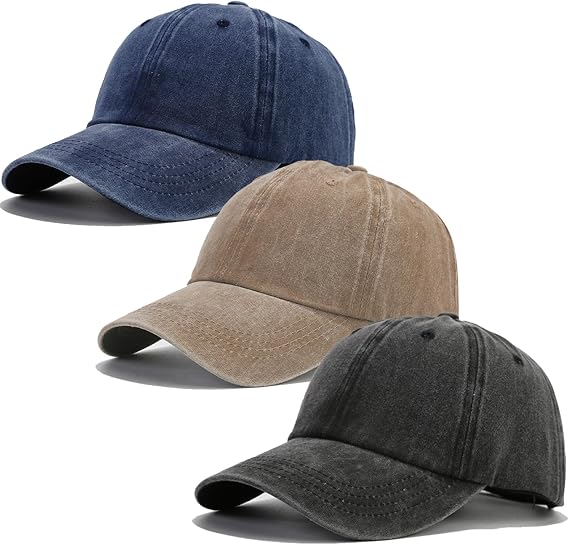Dzpuhuojz 3 Pcs Baseball Caps, Distressed Washed Vintage Caps for Men Women