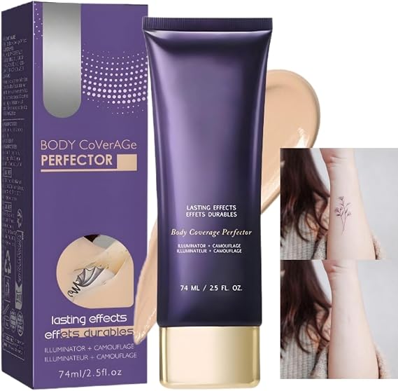 Body Coverage Perfector Waterproof&Sweat-Resistant,All-in-One Body Foundation Full Coverage Leg Makeup,Complexion Perfector for Tattoos&Spots,Natural Skin Tone Blending,Moisturizing Body Conceal Cream