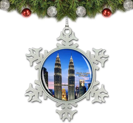 Malaysia Petronas Twin Towers Kuala Lumpur Christmas Ornament Tree Decoration Crystal Metal Souvenir Gift