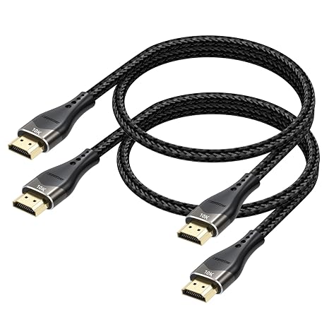 Short HDMI Cable 2FT 2-Pack 10K 8K 4K, HDMI 2.1 Cable 2 Foot 48Gbps