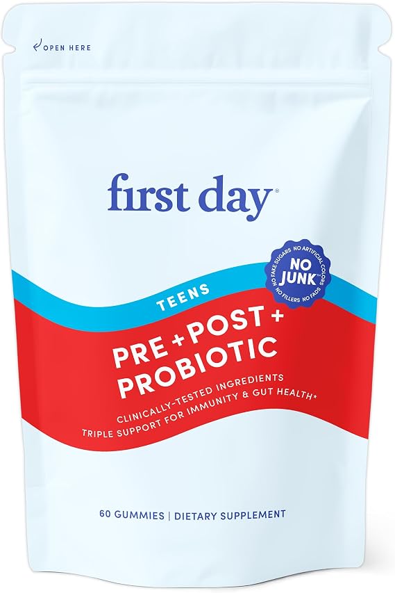 FIRST DAY Probiotic for Teens Ages 13-18, 3-in-1 Gummies, 60ct