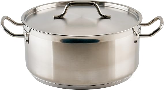 Winco Commercial-Grade Stainless Steel Brazier with Lid, 10 Quart