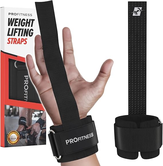 ProFitness Weight Lifting Straps - 10 Long Wrist Straps for Weightlifting - Padded Neoprene Lifting Straps Gym with Non Slip Silicone Grip Men and Women - Weightlifting Wrist Straps