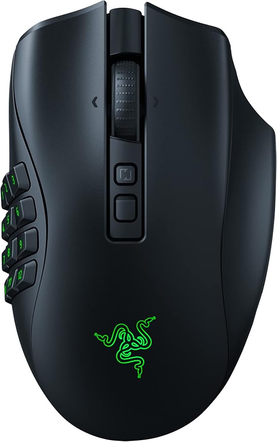Razer Naga V2 Pro Wireless MMO Gaming Mouse, 300 Hr Battery, Black | 19+1 Programmable Buttons w/ 3 Swappable Side Plates, HyperScroll Pro Wheel, Focus Pro 30K Optical Sensor
