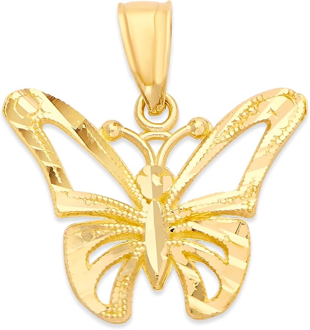 Solid 10k/14k Gold Butterfly Pendant