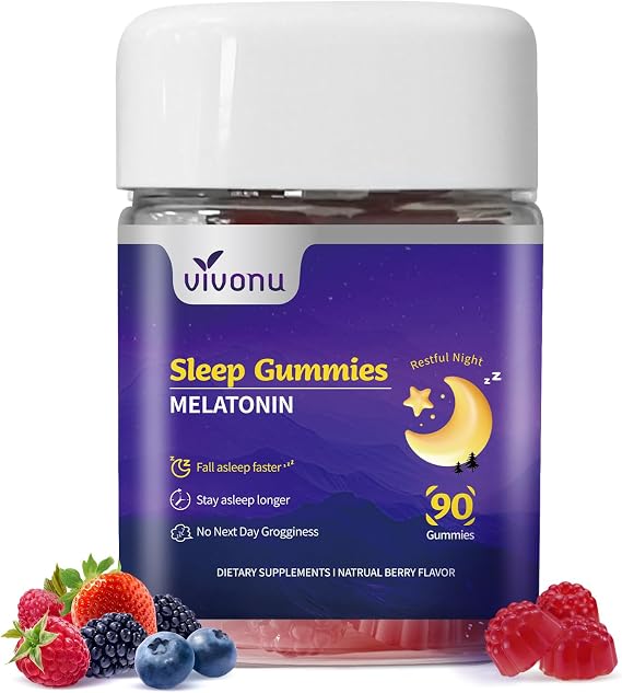 9-in-1 Melatonin Gummies 10mg, Natural Herbal Sleep Aids for Adults, Sleep Gummies with Magnesium Glycinate, Valerian Root, L-Theanine and Vitamin B6, etc, 45 days supply, Non GMO, Berry Flavored