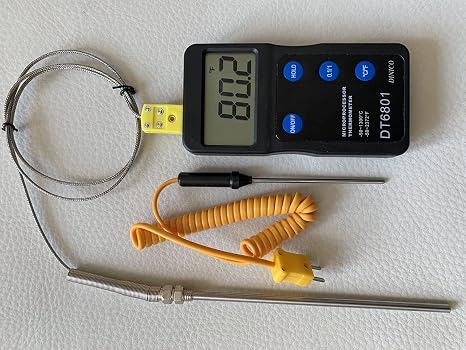 Kiln Oven Furnace Digital Pyrometer F,C for Pottery Ceramic Glass fusing Annealing PMC Metal Clay Beads Enameling Forges Sensor Probe Thermometer 6 Long 1800 Fahrenheit, DP-6801