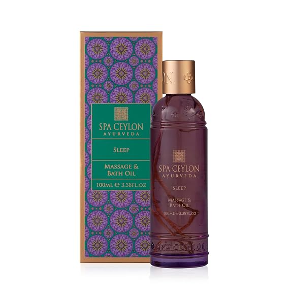 Spa Ceylon Sleep Massage & Bath Oil Natural Ayurveda Body Oil with Lavender, Ylang Ylang & Patchouli Calming Bedtime Massage, Bath & Moisturizer Oil 100ml