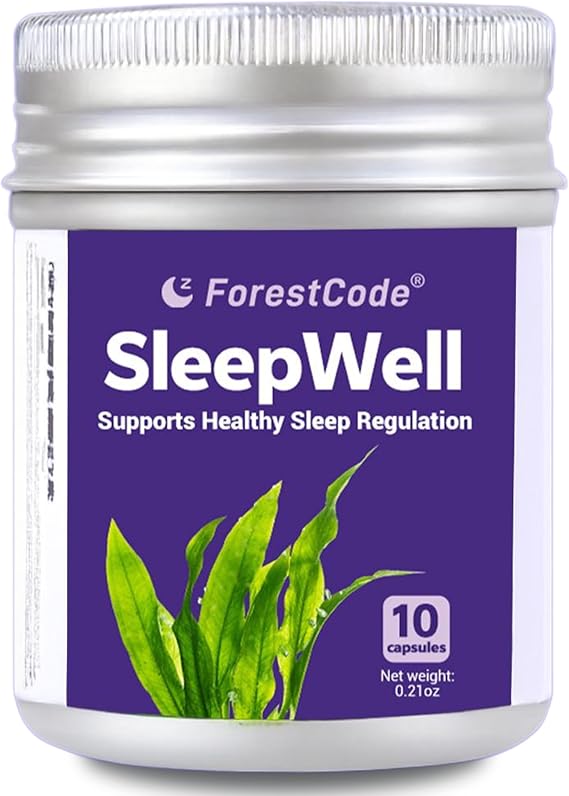 Natural Sleep Aid for Adults with GABA & Seaweed Extract, Melatonin-Free Supplement for Deep Sleep & Stress Relief, Non-Habit Forming 10 Capsules