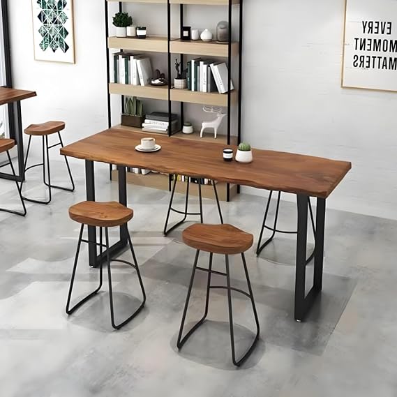 Long Bar Table Solid Wood Bar Height Table, Industrial Bar Height Table,narrow Bar Table,Live Edge Dining Table Breakfast,Live Edge Dining Table Kitchen-Table Only