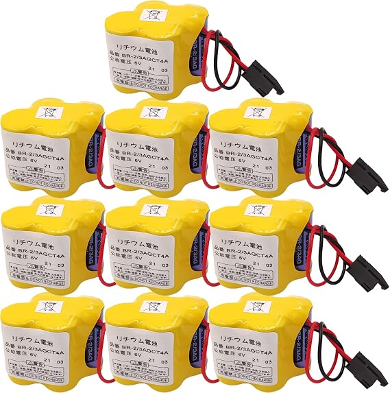10-Pieces BR-2/3AGCT4A BR2/3AG BR2/3AGCT4A Battery for FANUC A98L-0031-0025 with Black Plug