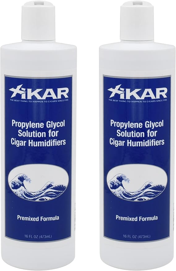 Xikar Cigar Humidor Solution - Premium Pre-Mixed Propylene Glycol for 70% Relative Humidity Maintenance, Consistent Humidity Control, Easy-to-Use Liquid for Reliable Humidification, 16 Fl Oz 2 Pack