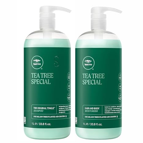 Tea Tree Special Shampoo, Refreshes Scalp, For All Hair Types, Especially Oily Hair, Hair & Body Moisturizer Leave-In Conditioner, After-Shave Cream, For All Hair +Skin Types 33.8 fl. oz. Set