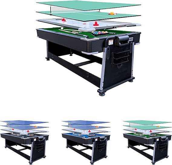 RACK Triad 7-Foot 3-in-1 Multi-Game Swivel Table - Billiards/Pool, Table Tennis & Air Hockey