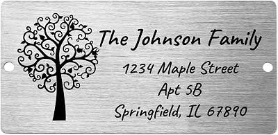 Plaques Personalized Engraved Name Plates for Office Desks Door Wall Trophy Custom Metal Plate with Screws Silver, Round Corner, 4 x 2