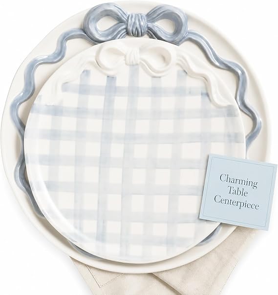 Mud Pie Ceramic Bow Nested Platter Set