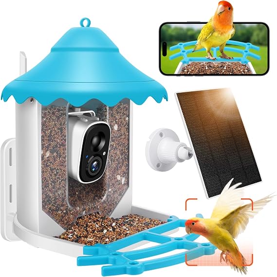 2K HD Smart Bird Feeder with Camera &Solar Powered