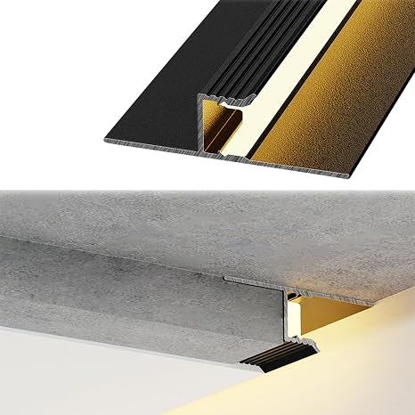 Trimless Recessed LED Aluminum Channel, Drywall LED Channels with Diffuser | Shuwea 10 Pack T Shape 3.3FT/1Meter Aluminum Profile with Milky Diffuser for Gypsum Drywall, Black, Only for 8mm Strip Light