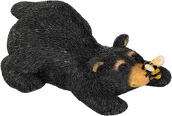 The Bridge Collection Playful Black Bear with Bee Figurine