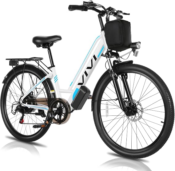 Vivi MT26GUL Electric Bike 26" Step Through Electric Bicycle with Removable 48V 374.4Wh Battery, 750W Peak Motor, 20Mph Top Speed, Up to 50 Miles, Cruise Control, 7 Speed, SGS Certified to UL2849