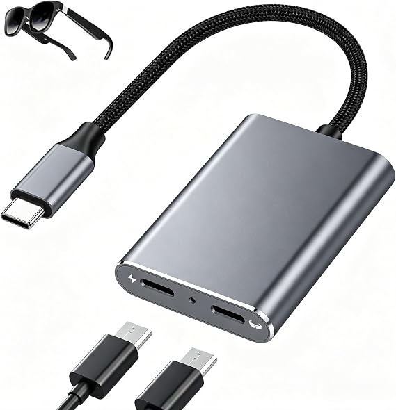 USB C to AR Glasses and Charging Adapter,Charge and Play,4K@60Hz Video,PD 100W Fast Charging,Compatible with AR Glasses, Switch2, Laptops,Phone17/16/15,Vitue,Steam Deck & Type-C Phone