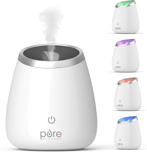 Pure Enrichment PureSpa Deluxe Ultrasonic Aromatherapy Oil Diffuser - 120ml Water Tank, Mood-Boosting Ionizer and Optional Color-Changing Light - Lasts Up to 10 Hours with Auto Safety Shut-Off