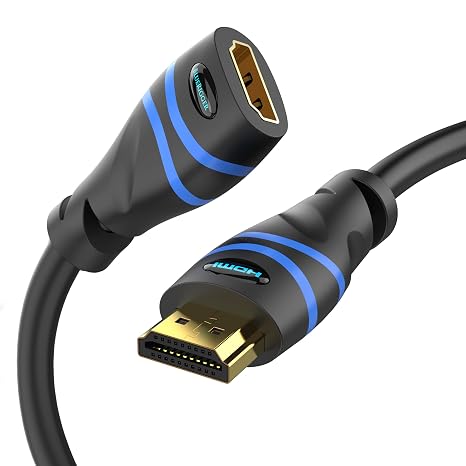BlueRigger 4K HDMI Extension Cable - 0.5FT (4K 60Hz, 18Gbps HDMI Extender Cord, High Speed EXT Male to Female Adapter) Compatible with HDTV, Laptop, Xbox Series X, Roku, PS5, Nintendo Switch, TV Stick