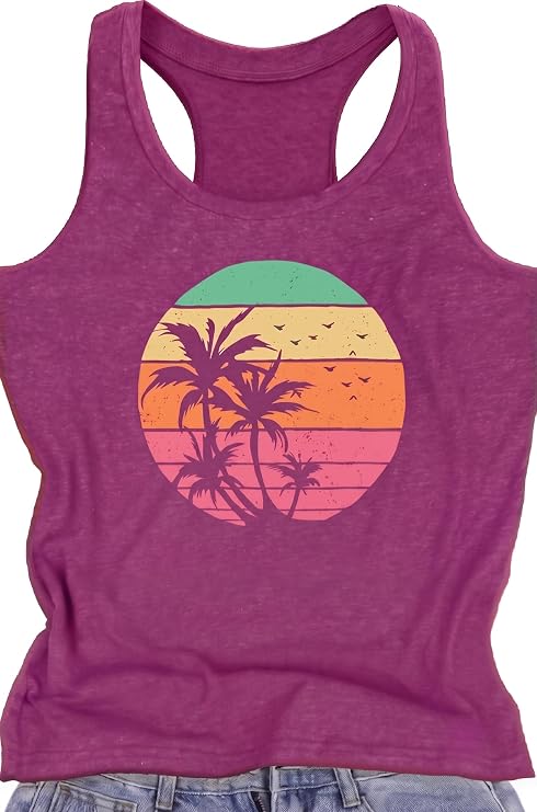 Womens Racerback Tank Tops Summer Sleevelesss Round Neck Graphic Shirts