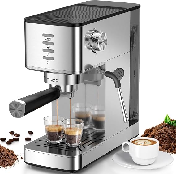 Electactic 20 Bar Coffee Espresso Maker with Fast Cold Brew Function, Built-In Steam Wand, Smart Touch Panel, 37oz Tank for Cappuccino, Latte & Espresso
