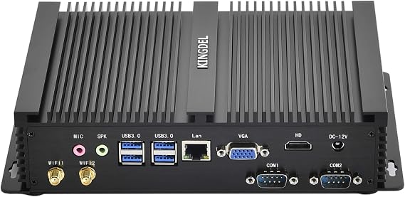 KINGDEL Fanless Mini PC, i7 Core 8th Gen. CPU with 16GB DDR4 RAM+1TB NVMe SSD, HD Port, VGA, 4K 4096x2304, 2xCOM RS232, WiFi+BT 4.2, Full Metal Case, Silent Working