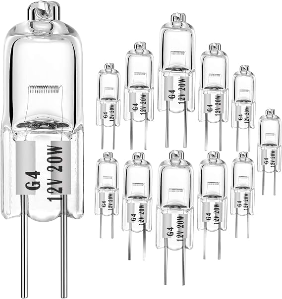 Halogen Bulbs G4 20W 12V T3 JC Type 2 Pin Base Replacement for Landscape Under Cabinet Puck Light Track Lighting Dimmable(12 Pack)