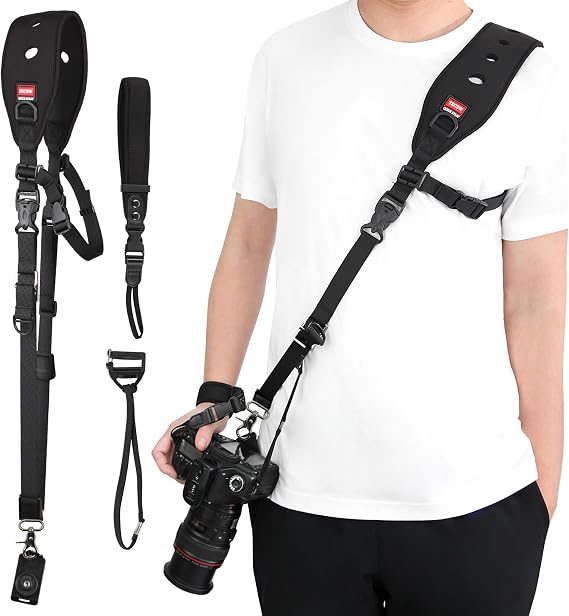 Camera Strap With Screw Mount, Quick Release Plate, Safety Tether, Camera Hand Strap, Camera Shoulder Strap