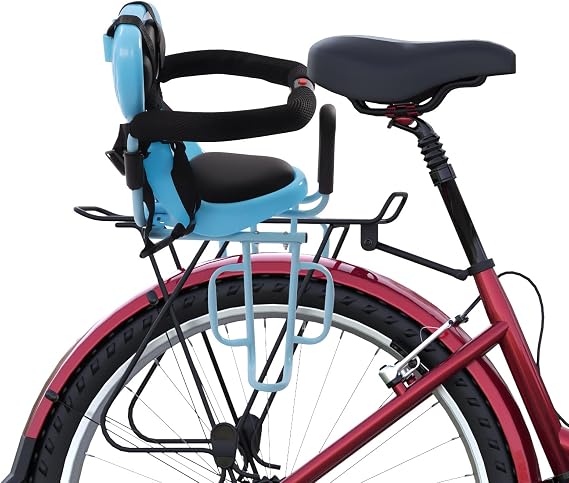 Rear Child Bike Seat Attachment, Retractable Kids Bike Seat Rear Mounted for Adult Bike with Seat Cushion & Safety Belt, Rear Outdoor Bike Seat for Children Under