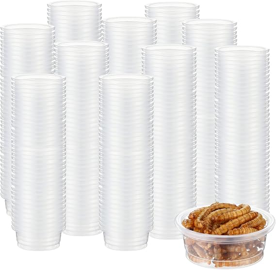 EBOOT 500 Pcs Reptile Food Cups Plastic Feeder Bowls for Gecko,0.5oz
