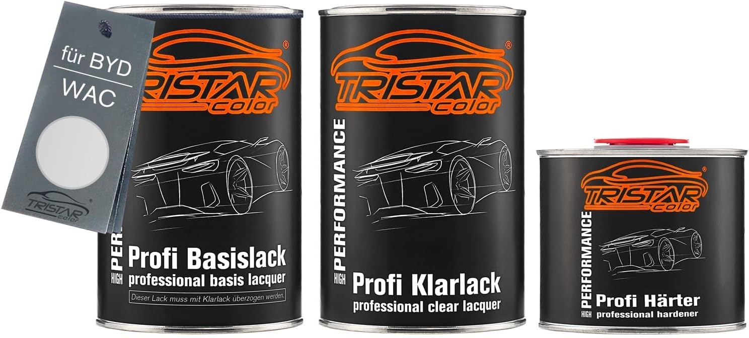 TRISTARcolor Car paint Set can ready for spraying for BYD WAC Dodo White Metallic Base coat + 2K clear coat 2.5l