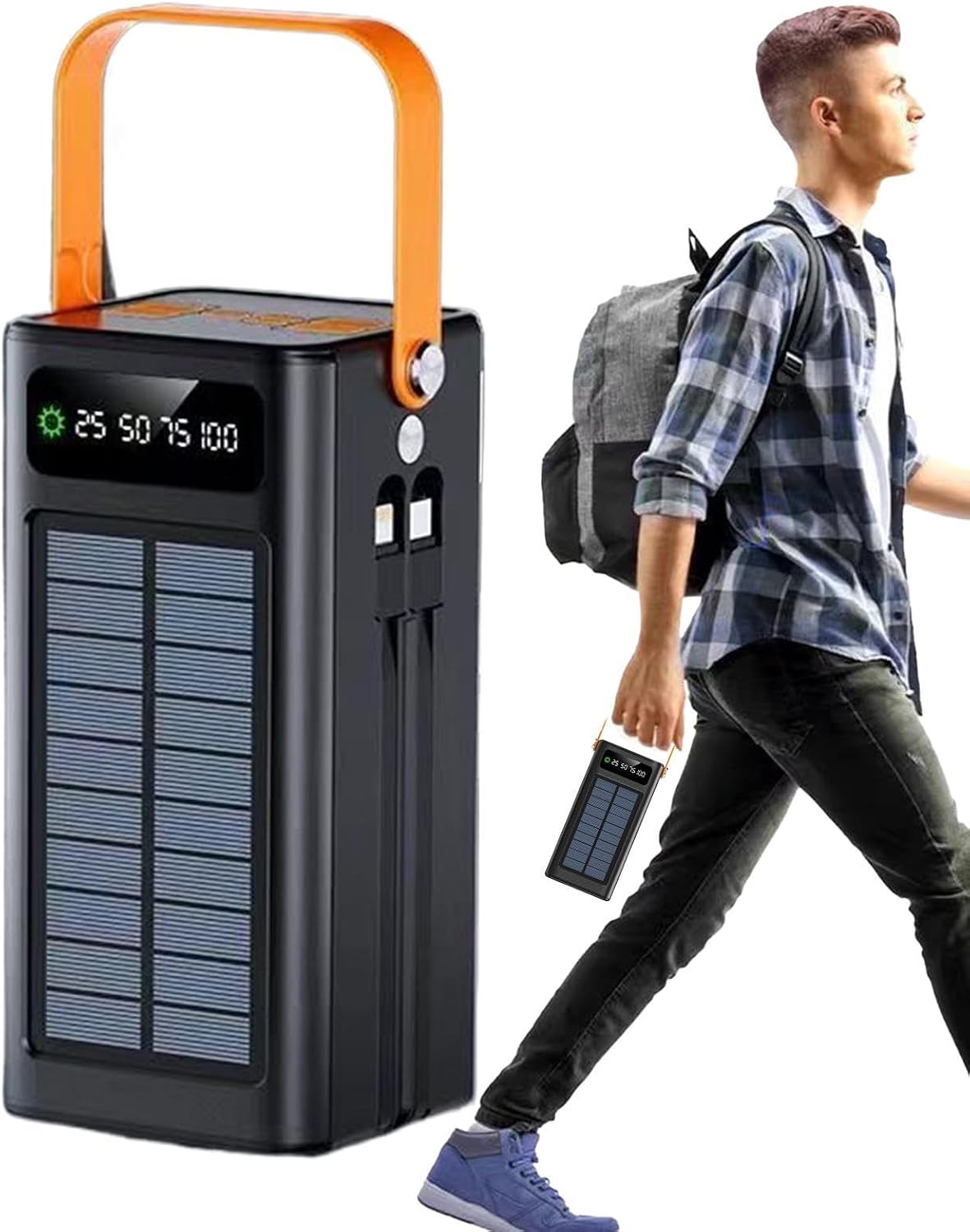 Solar Powers Bank 50000mah, Portable Power Banks, Outdoor Solars Survival Charger with 5 Outputs 2 Inputs, Solar Energy 120W Fast Charging Powers Bank, for Camping, Hiking, Travel, Backpack