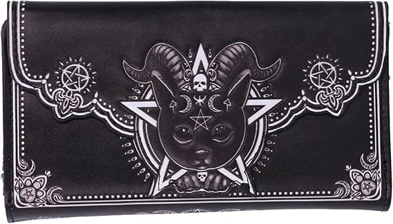 Nemesis Now Pawzuph Gothic Cat Purse, Embossed Baphomet Design, Occult-Themed Wallet, Ideal Gift for Feline Enthusiasts, 18.5cm